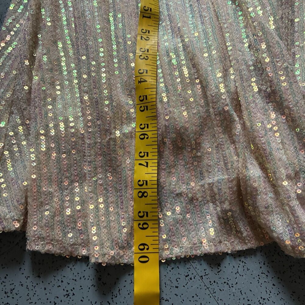 Kalinnu Beaded Shoulder Sequin Gown Rose Gold Draped Formal Dress Slit L Wedding - Picture 12 of 13